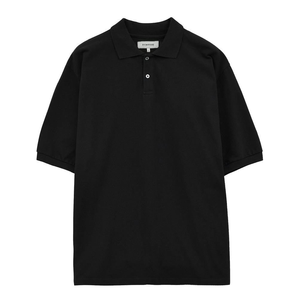 BROWNYARD Cotton Pique Shirt &quot;Black&quot;