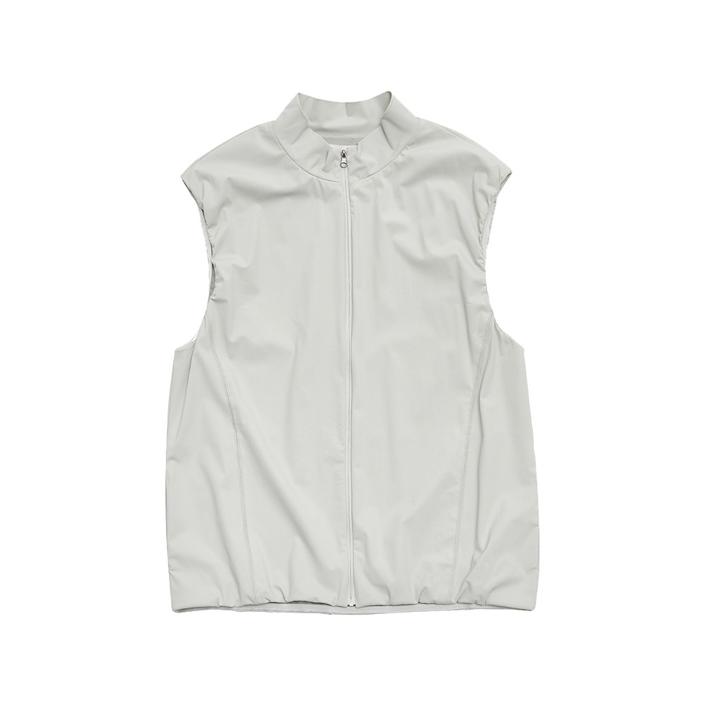 AMOMENTO High Neck Zip-Up Vest &quot;Light Grey&quot; (men)