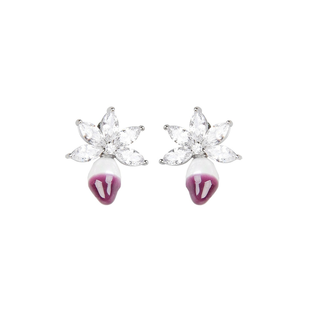 OTTOLINGER Crystal Pearl Earring  &quot;Violet&quot;