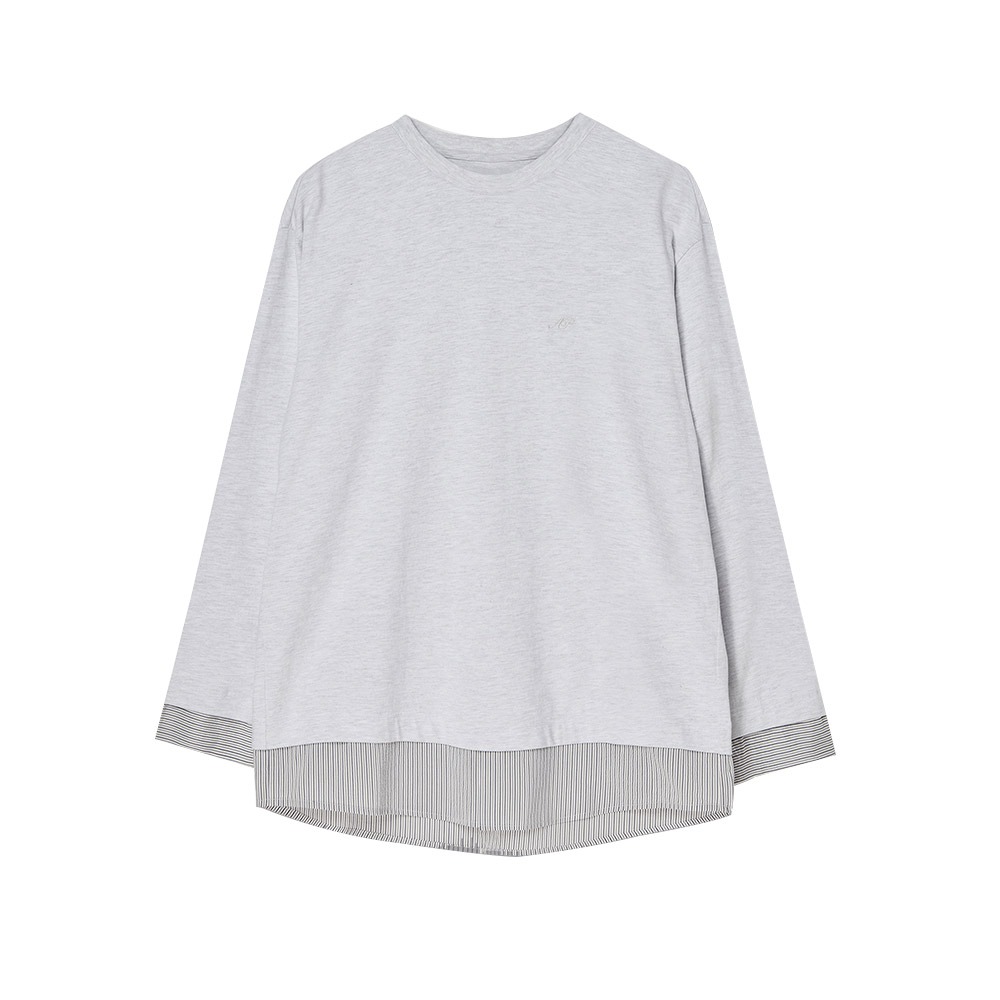 AFTER PRAY Layered Long Sleeve T-Shirt &quot;Melange Gray&quot;