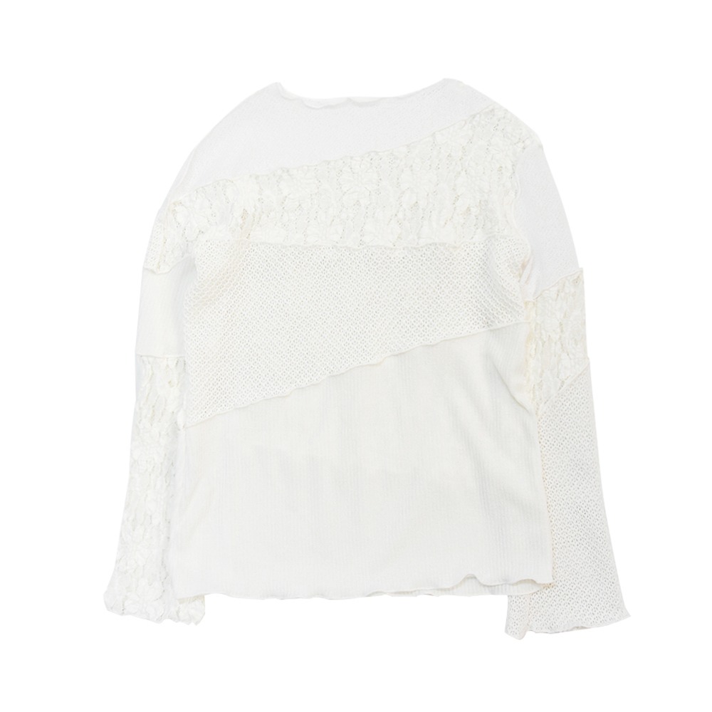 Polysooem Frayed Patchwork Sweater &quot;White&quot;