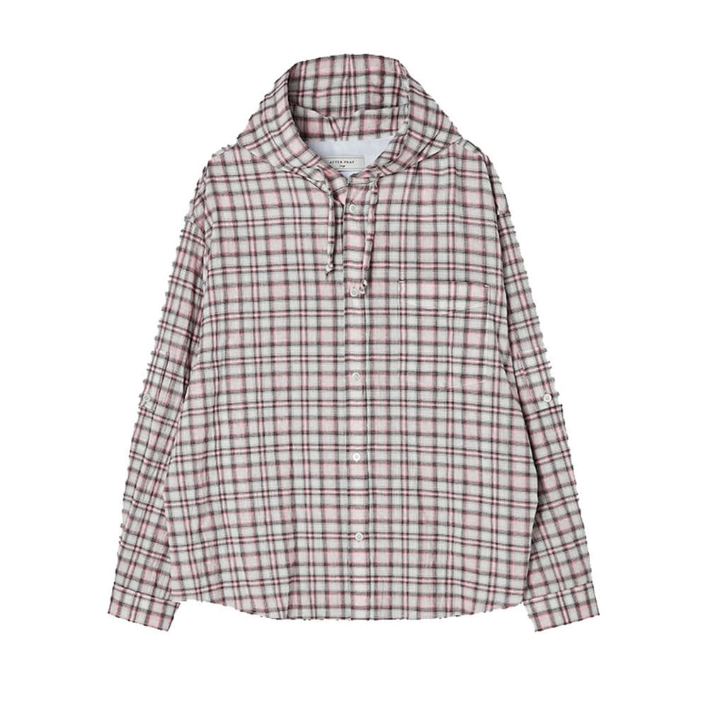 AFTER PRAY Oversized Check Hoodie Shirt &quot;Dust Pink&quot;