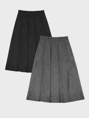 flat belly pleated skirt (handmade)-블랙 그레이