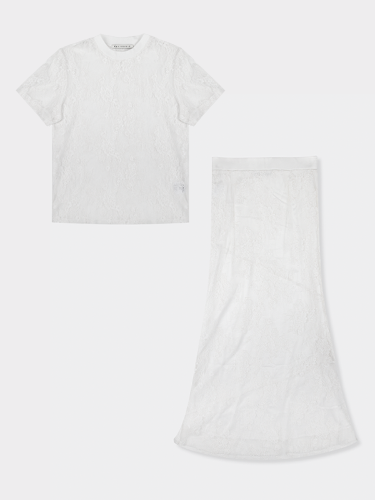 Pre-Order ) WHITE 레이스  TOP &amp; SKIRT 셋업