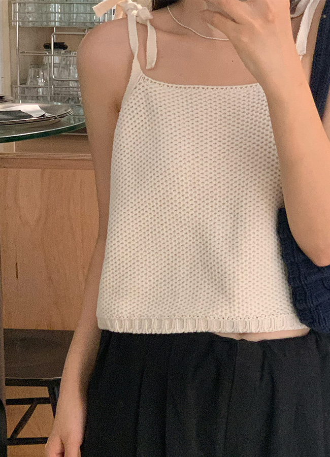 Linen cotton knit sleeveless_핑크
