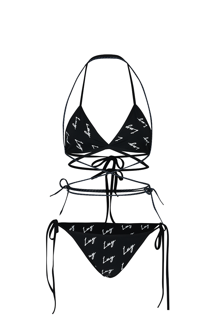 Rope-tie Bikini Logo Black