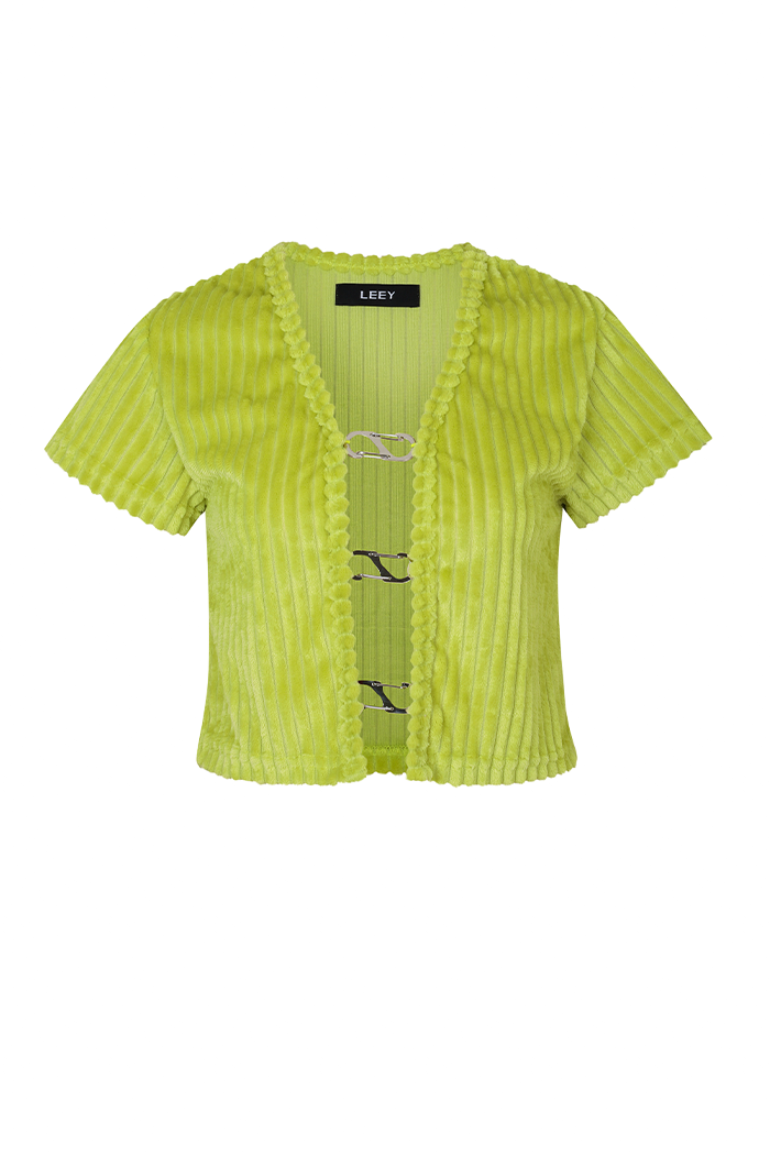 Lime Cardigan with metal
