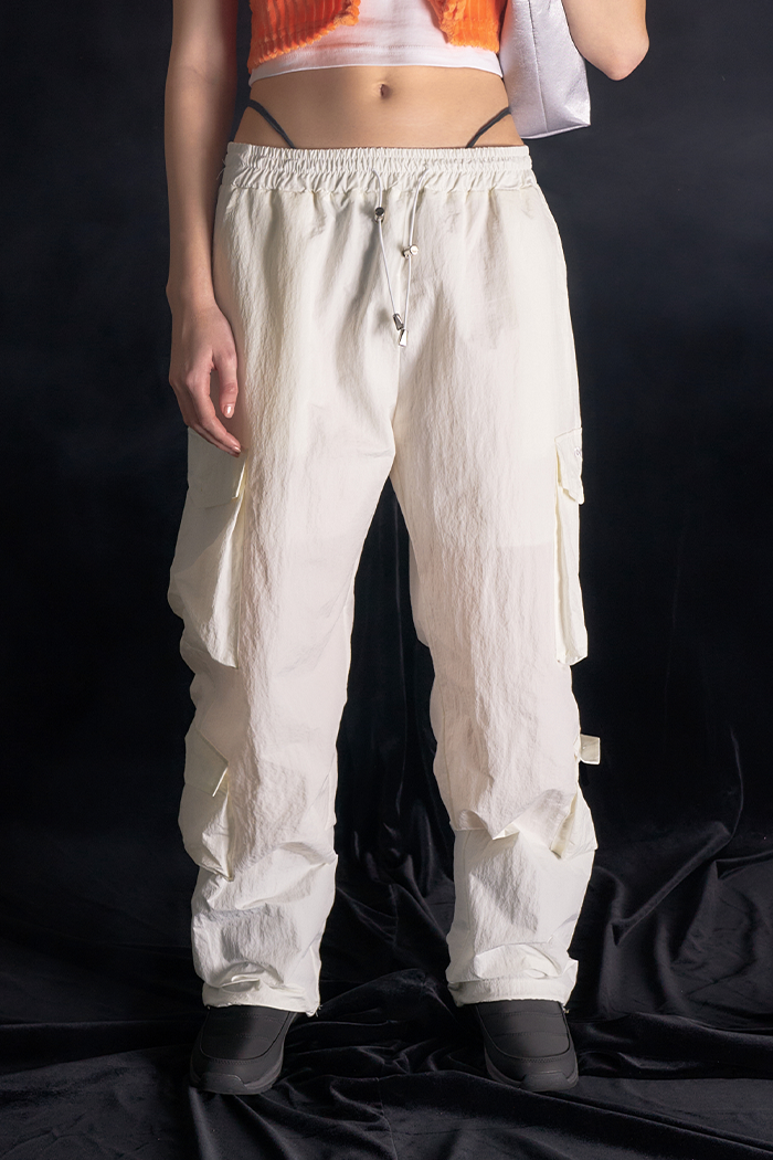 White Cargo pants in nylon