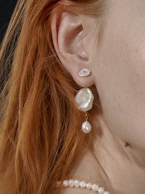 double pearl earring