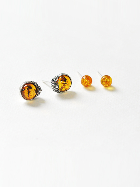 E0082-Amber stone earring 