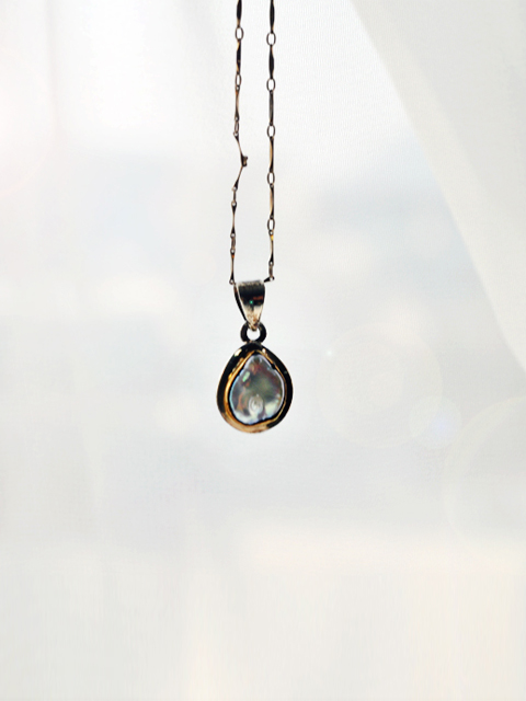 N0030-Pearl boulder necklace 
