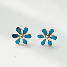 blue flower earring